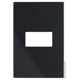 Placa para 1 Módulo Horizontal 4x2 Com Suporte - Recta Black Satin Fosco
